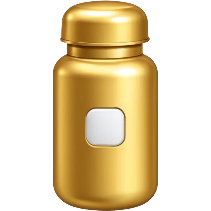 gold pill bottle and whit emoji