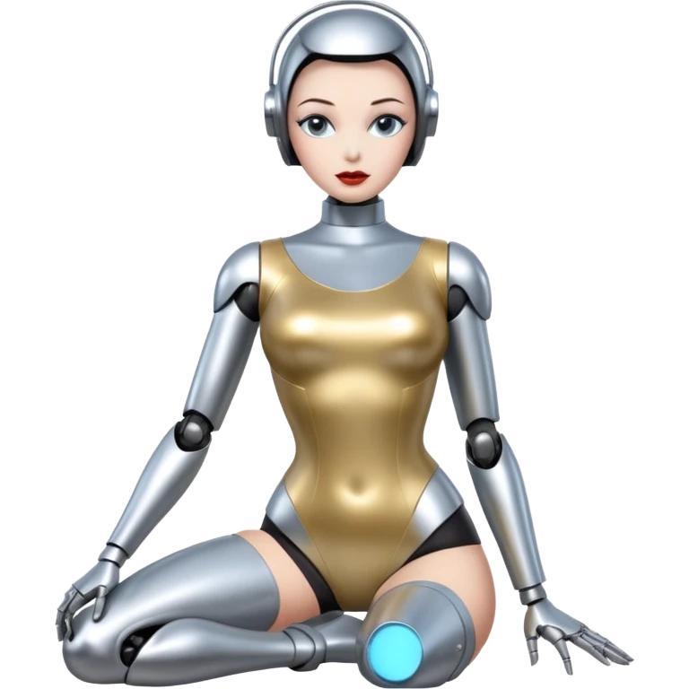 Sexy blank face robot girl full body pinup pose emoji