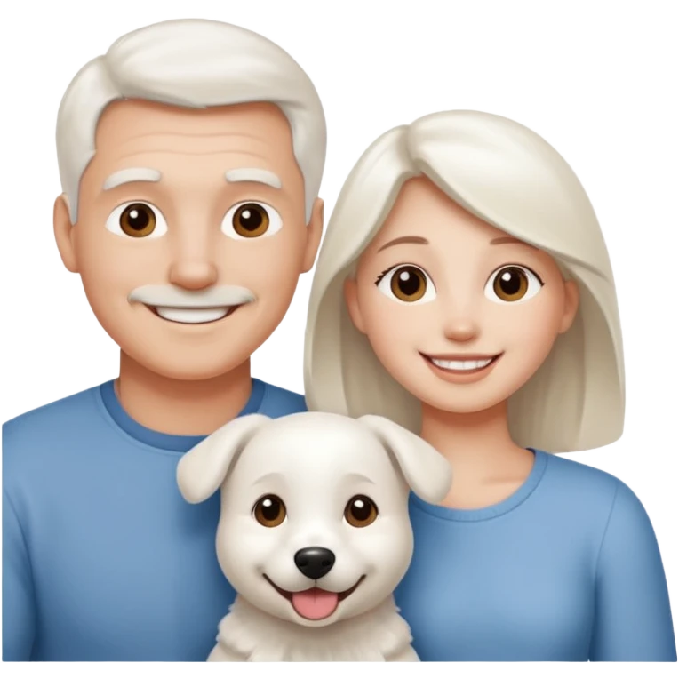 parents, daughter and a white dog emoji