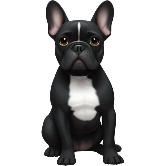 Fully black french bulldog with white chest emoji