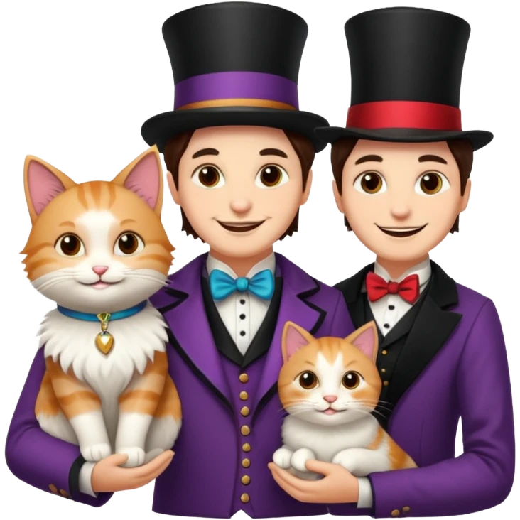 magician couple and their pet cat emoji