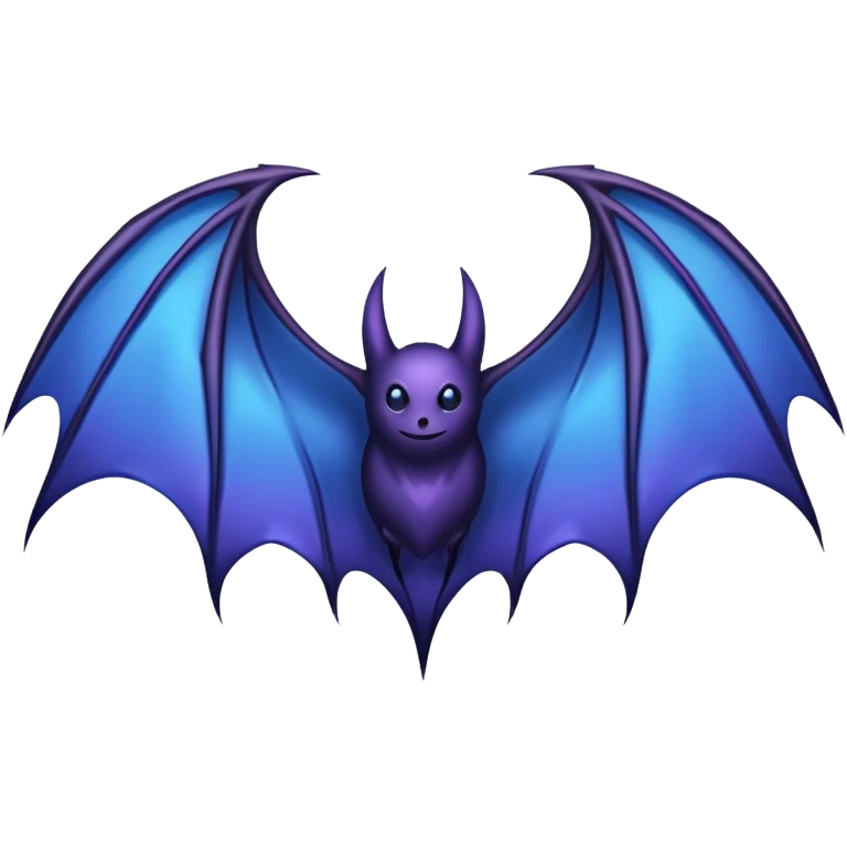 Dark fantasy bat wings, symmetrical, sharp edges, deep black with subtle blue-purple highlights, realistic, high detail, isolated on black background emoji