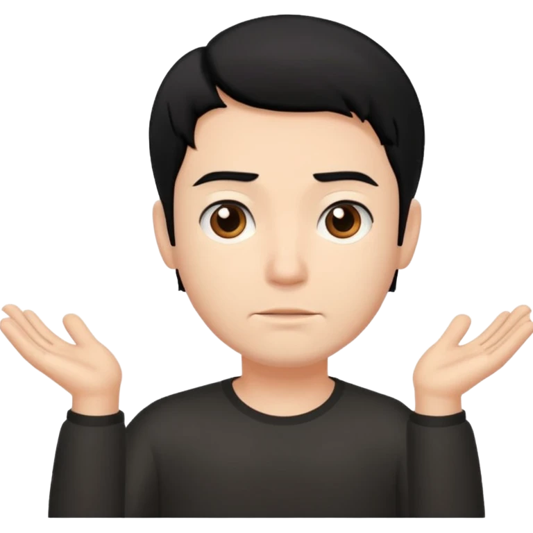 a guy shrugging his shoulders with a black hair emoji