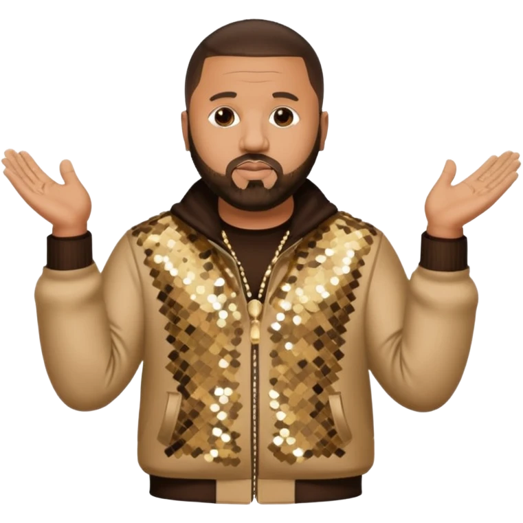 DJ Khaled with dark brown hair, beige sequin outfit emoji