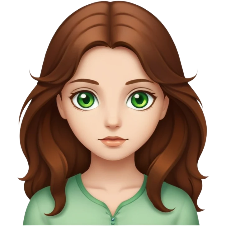 A girl with green eyes and long brown hair emoji