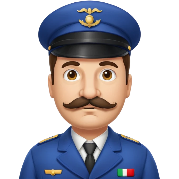 an italian train conductor with a mustache, slightly overweight, no hat. emoji