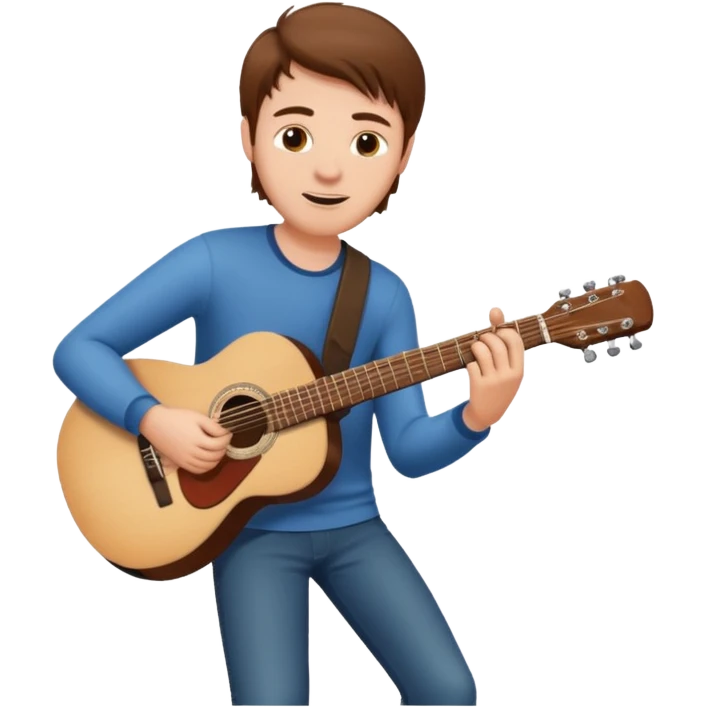 white Guy with brown hair playing a  guitar emoji