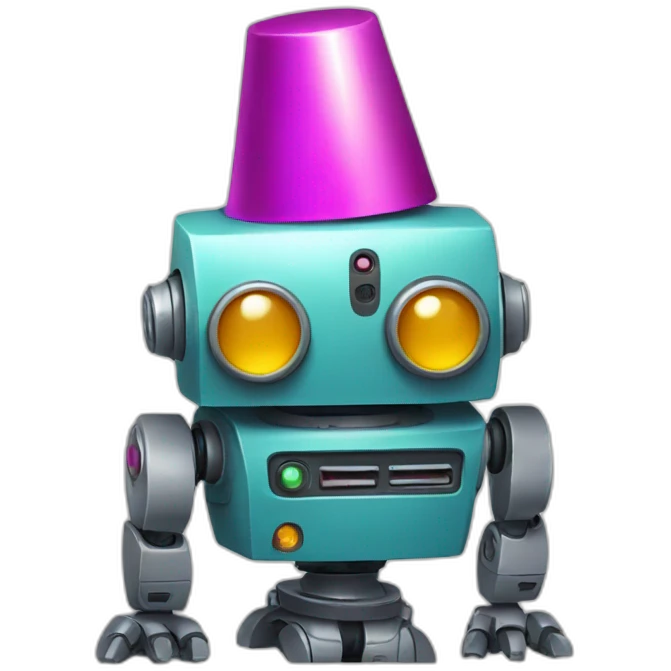 robot with partyhat emoji