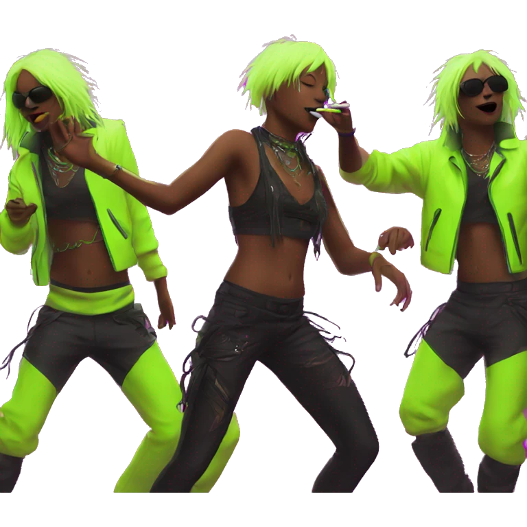 Rave party dancing neon smoking emoji
