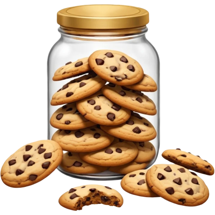 Open jar spilling cookies on counter emoji