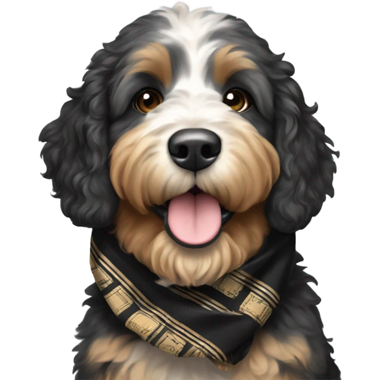 Bernedoodle with purdue scarf emoji