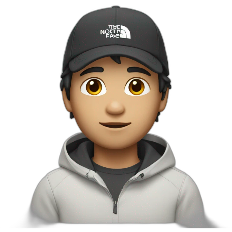 boy mi-long hair with north face cap white skin emoji
