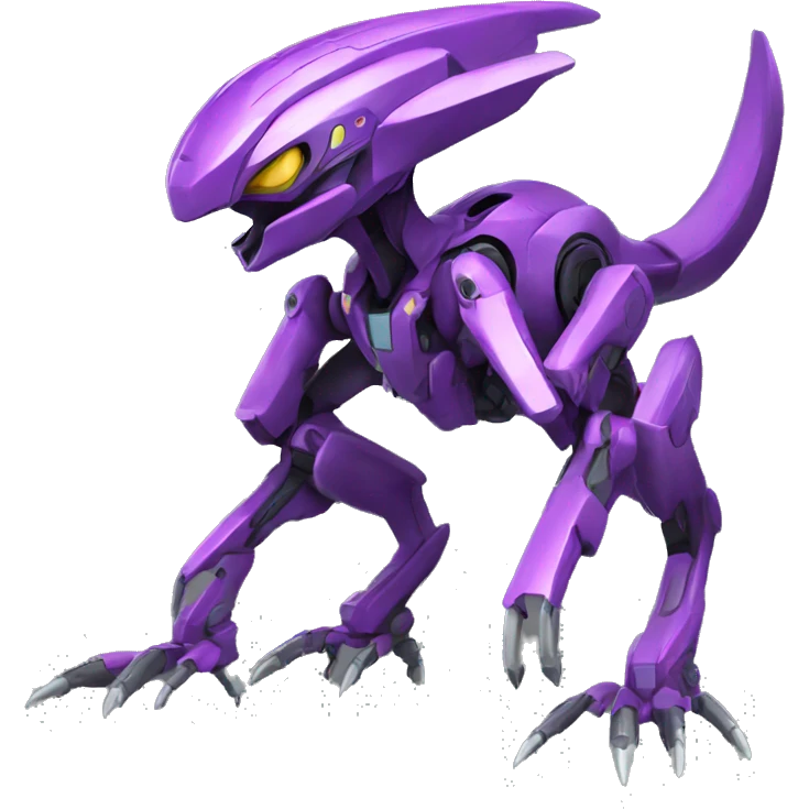 a XLR8-Genesect-Raptor-Fakémon—hybrid with a futuristic visor-helmet full body emoji