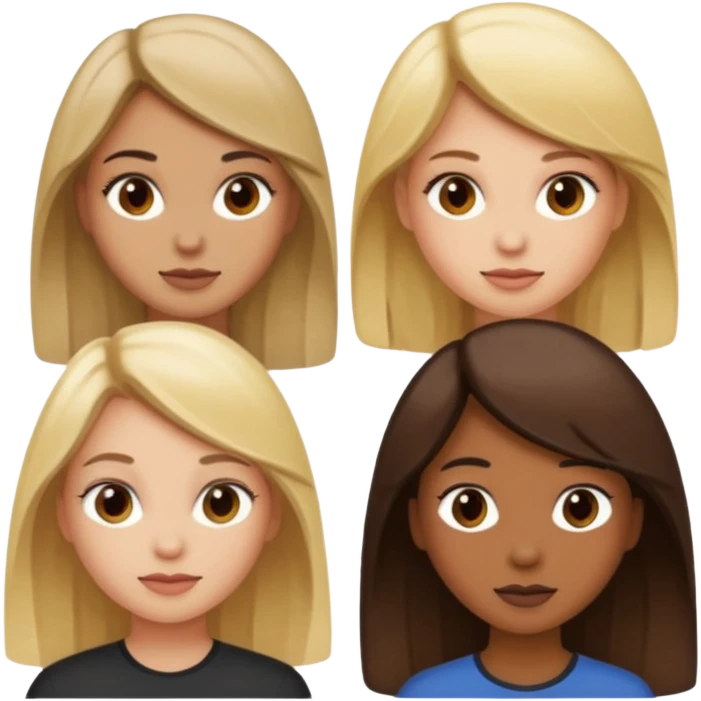 Four girls one dirty blonde ,one blonde, one light brown and one dark  emoji