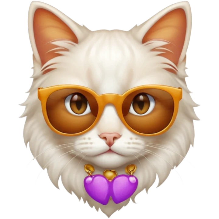 A white domestic long haired cat with reddish around the eyes and ears and nose and the cat has sunglasses  emoji