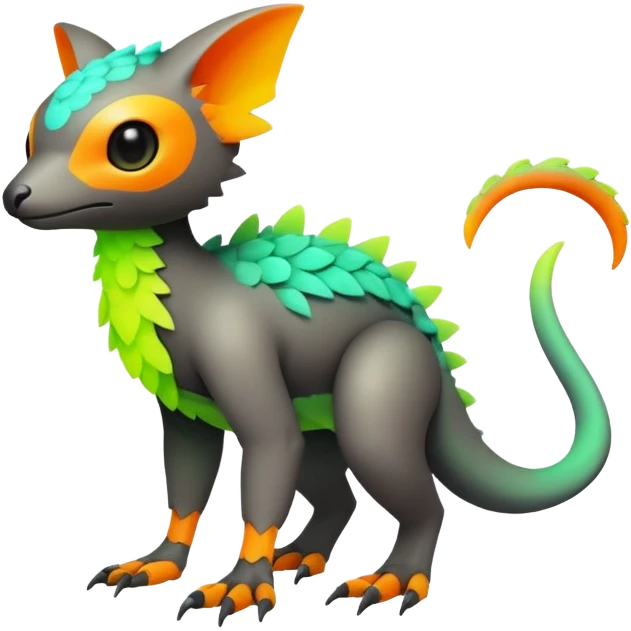 futuristic lush warm-colored neon-colored Fakémon-Trico-creature (full body) emoji