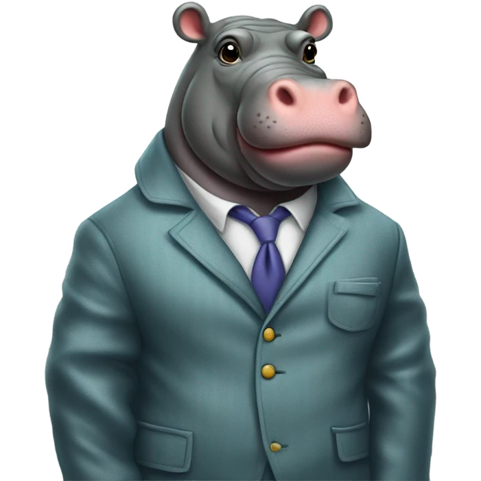 Hippo wearing a jacket emoji