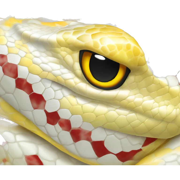 A yellow albino reticulated python with red eyes emoji