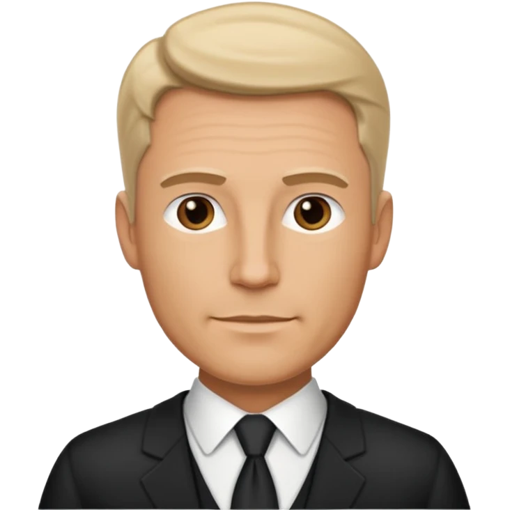 A very handsome successful white man in his 40s. Wearing black but not a suit. Looks like a lawyer. emoji