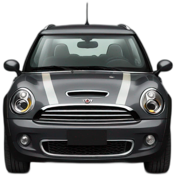 dark grey mini clubman with stripes and dark window emoji