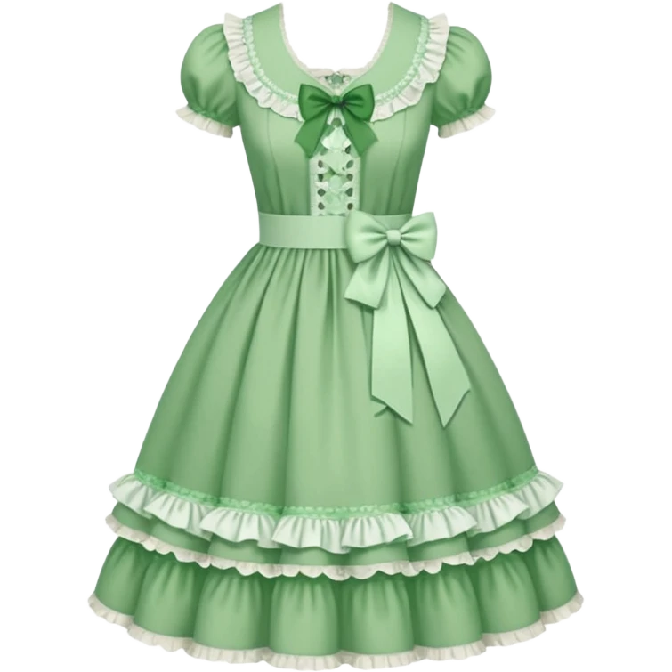 Lolita dress, white and green emoji
