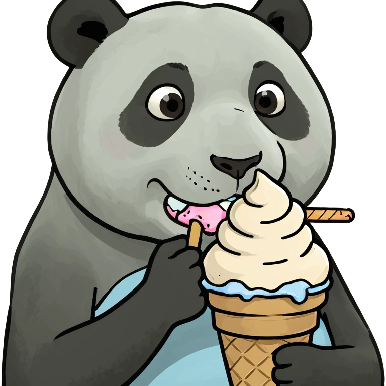 Panda eating ice cream emoji