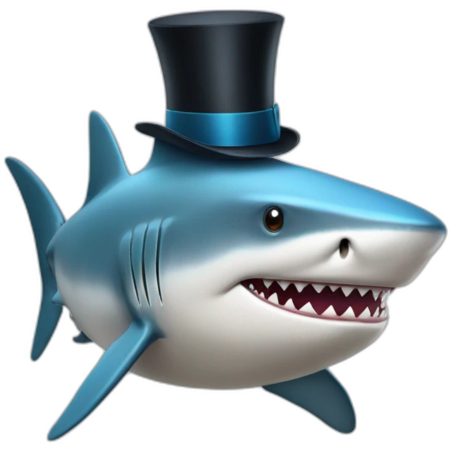 Shark with a top hat emoji
