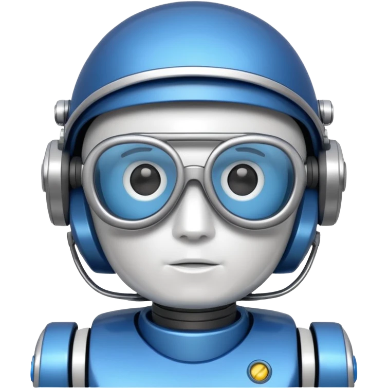 blue and white astrobot with copilot glasses emoji