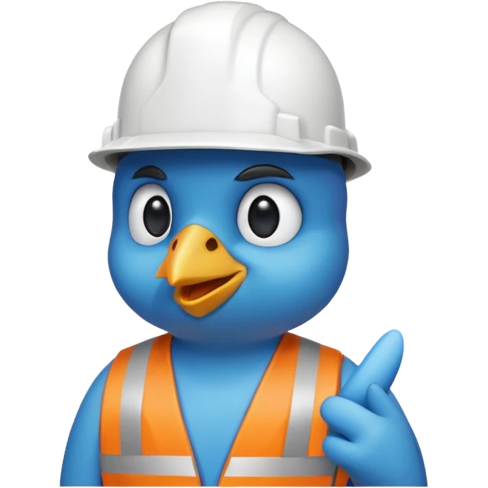 twitter bird wearing a hardhat emoji