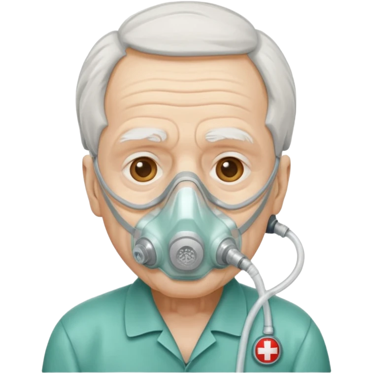 old man with simple ambulance oxygen mask  emoji