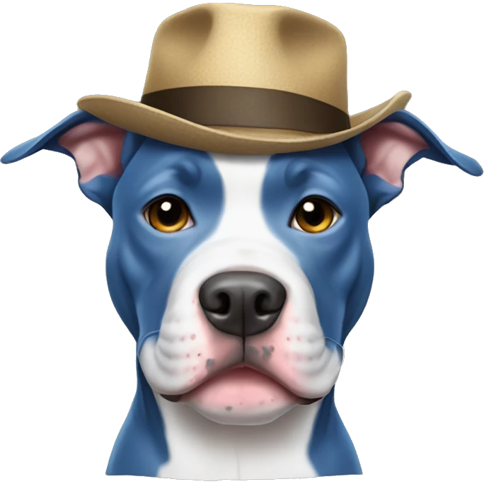 Blue pitbull wearing a hat emoji