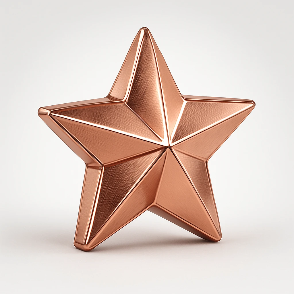 rose gold star, shiny metallic style emoji