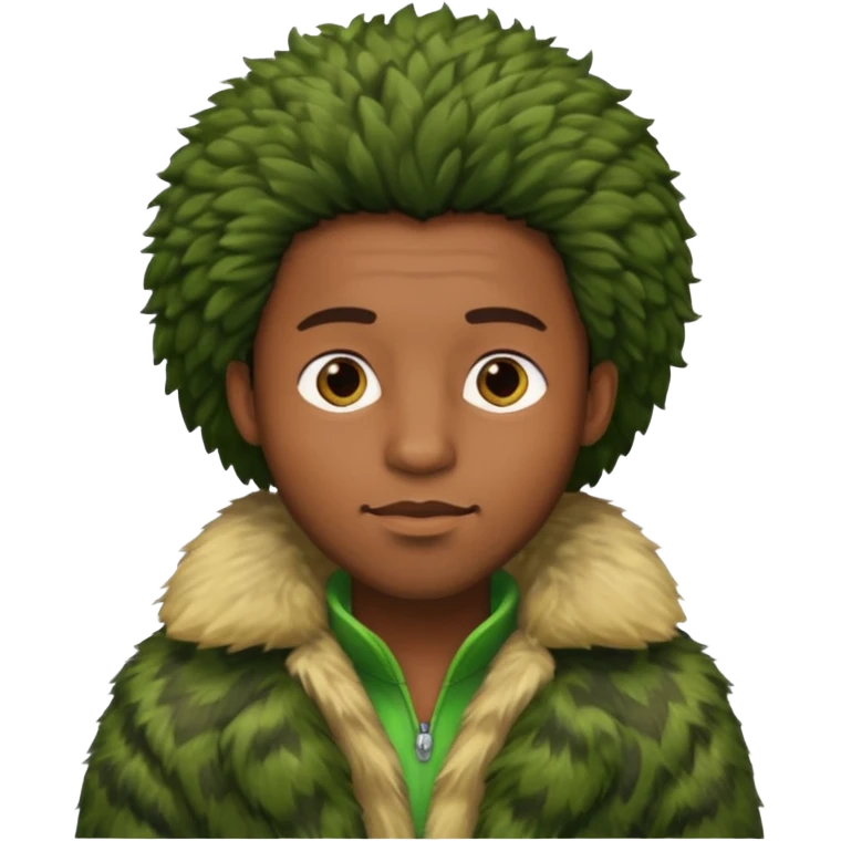  black  male in green fur coat  emoji