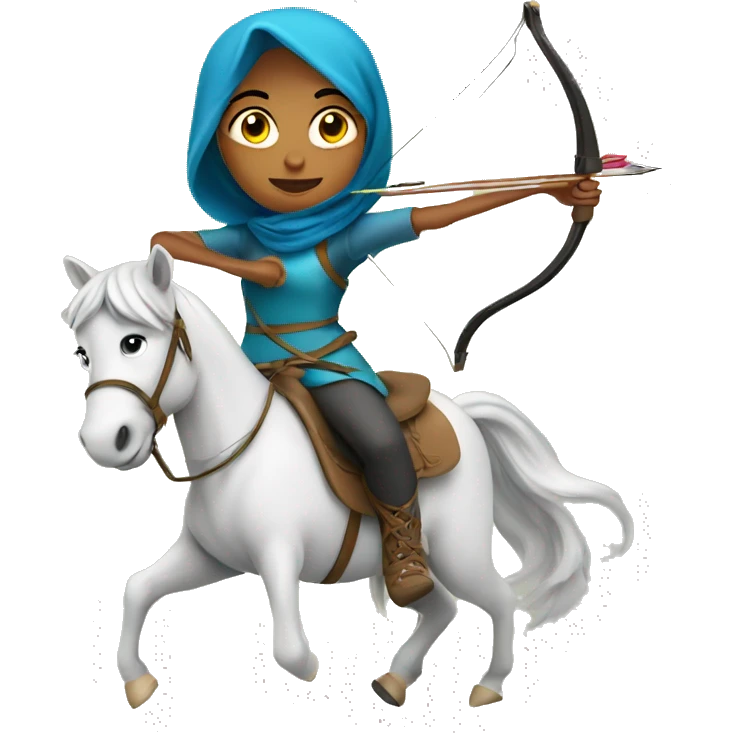 muslim girl doing archery on horse emoji
