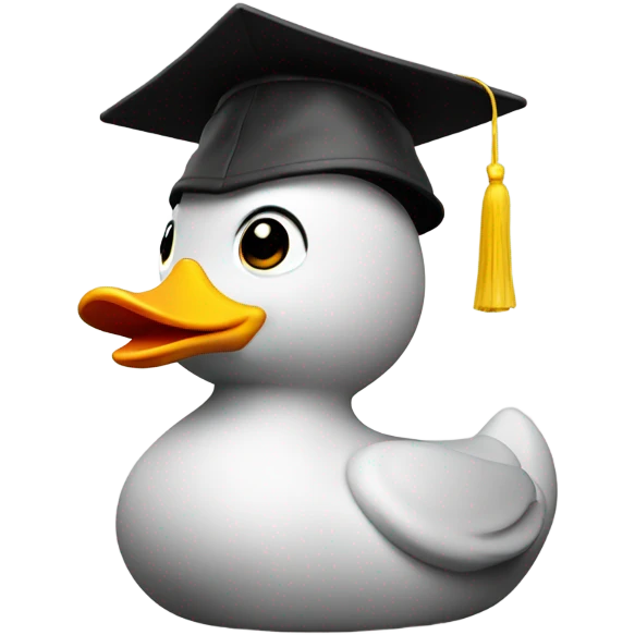 Rubber duck in a graduate hat emoji
