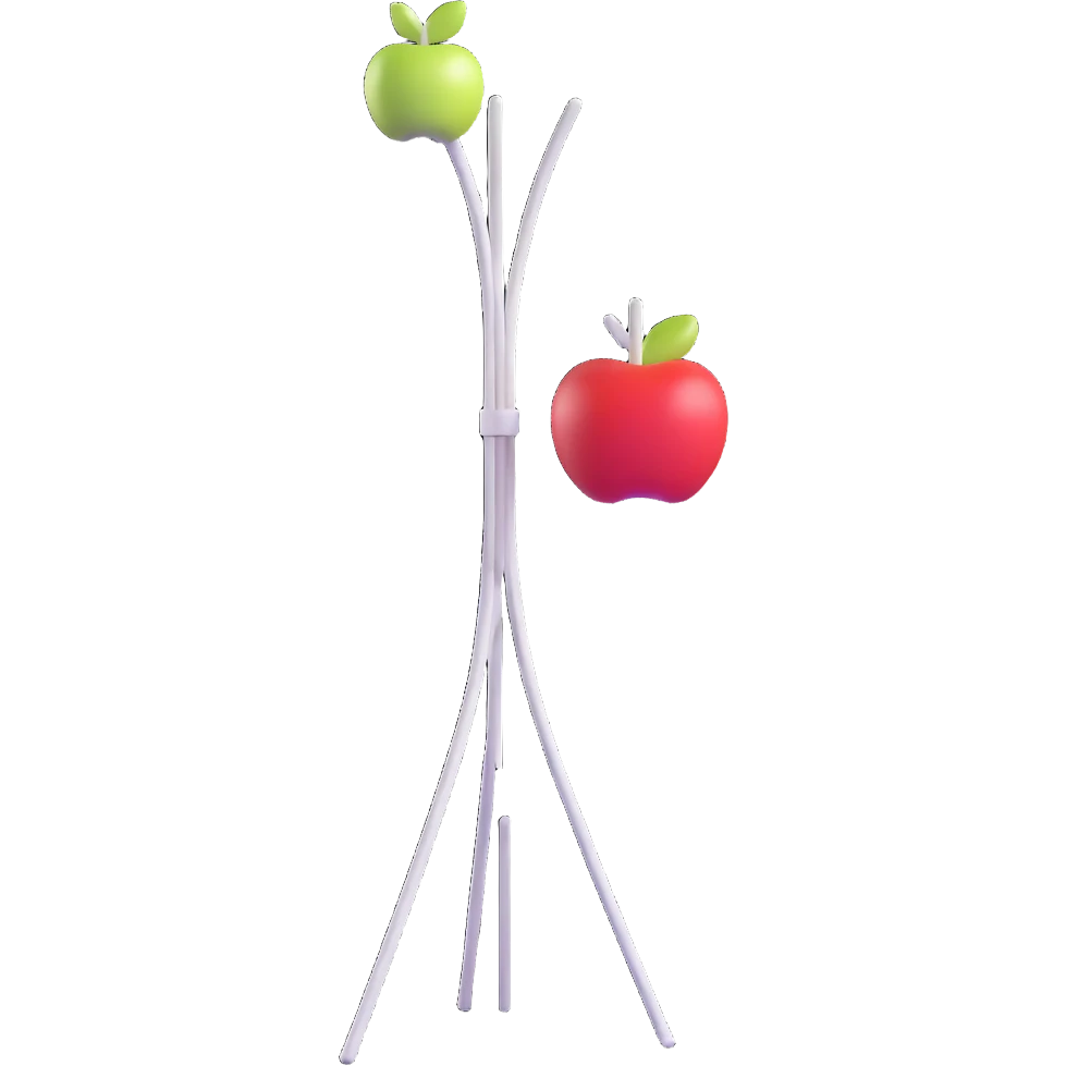 sleek white standing coat rack with apple-inspired minimalist design emoji