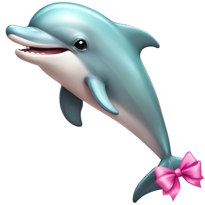 Cute dolphins with pink bow emoji