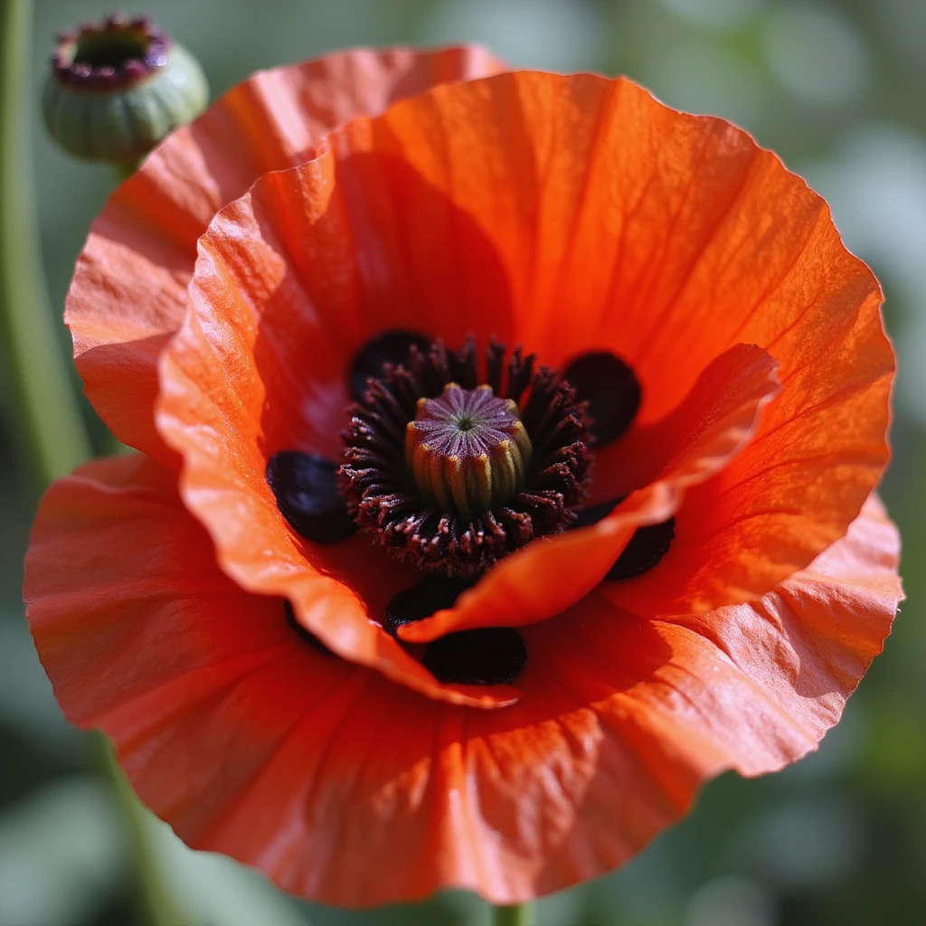 red poppy flower, realistic details, soft shading emoji