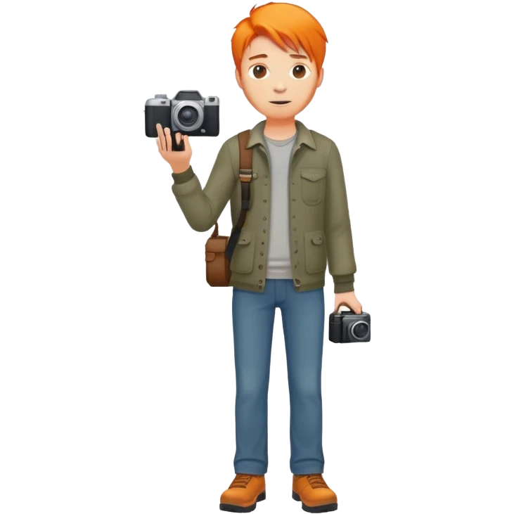 orange hair full body man with camera standing emoji
