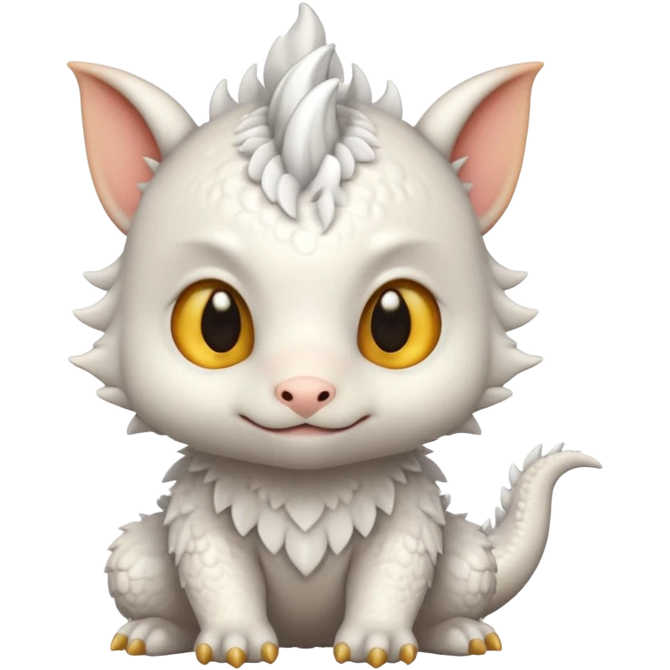 Little Dragon white cute with gold eyes  emoji