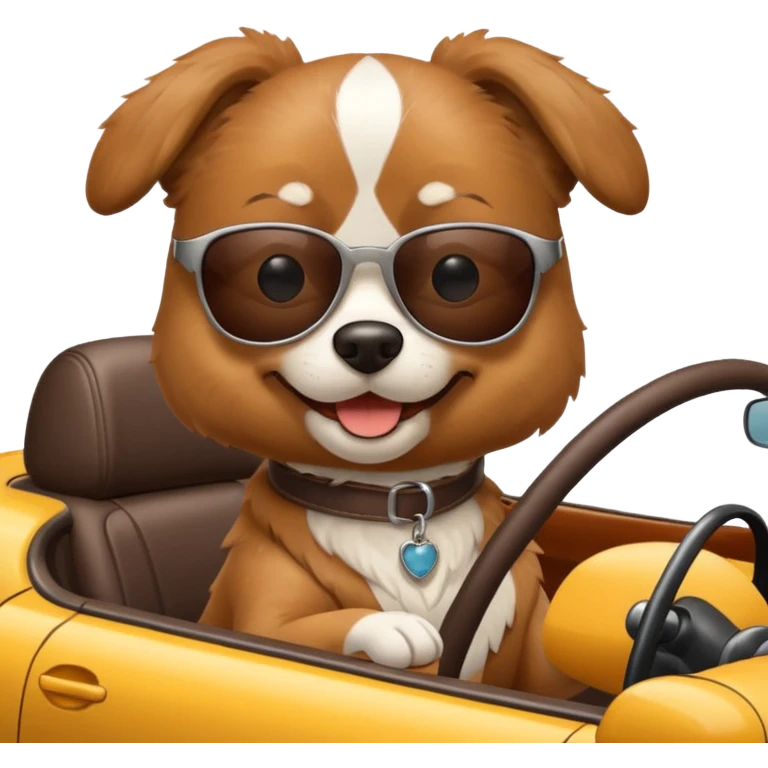 Dog driving a car emoji