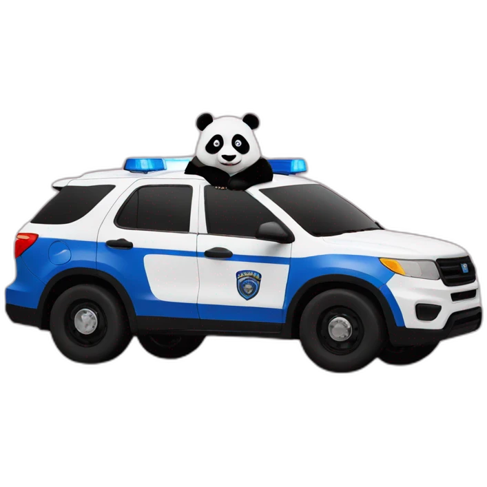 panda standing next to a police car emoji