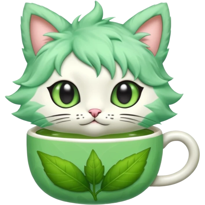 Toony Chibi Kawaii Minty Leaf Juicy Feline Fluffy Tea Sprigatito-Fakémon-creature emoji