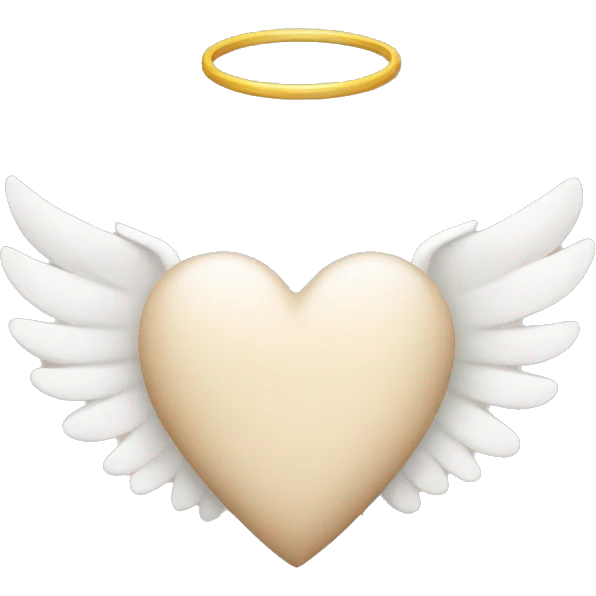 beige heart with white angel wings emoji