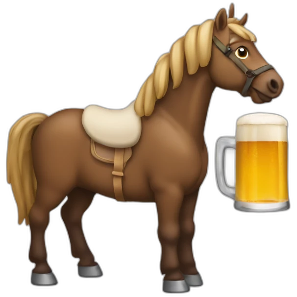 Cheval qui bois un bierre emoji