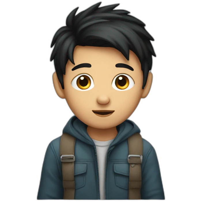 young dark-haired boy in hiding emoji