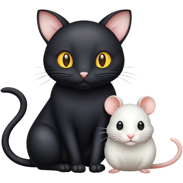 black cat and white rat emoji