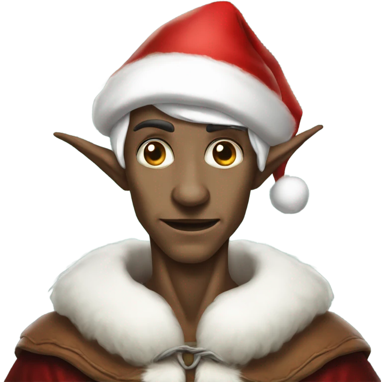 rogue male elf fantasy wearing santa hat emoji
