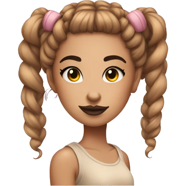 Tattooed girl with space buns and side bang emoji