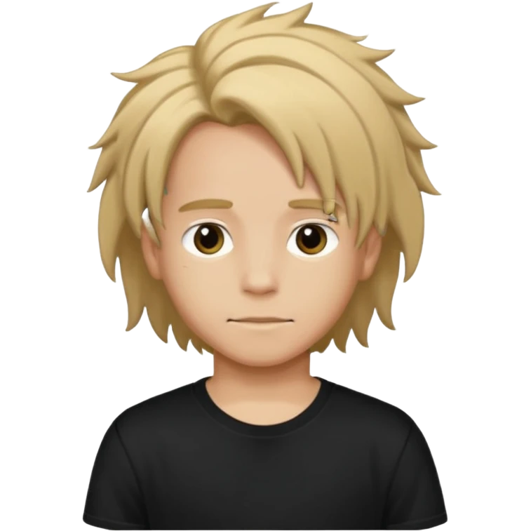  boy with locks hair black t-shirt emoji